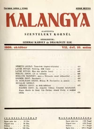Kalangya, 7. évf. 1938. október. 10. sz. 433–480. oldal