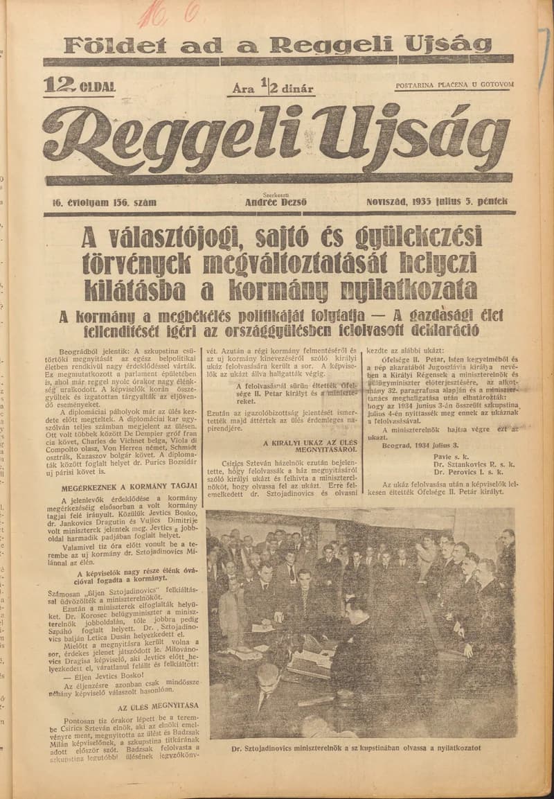 Reggeli Újság, 16. évf. 1935. július 5. 156. sz.