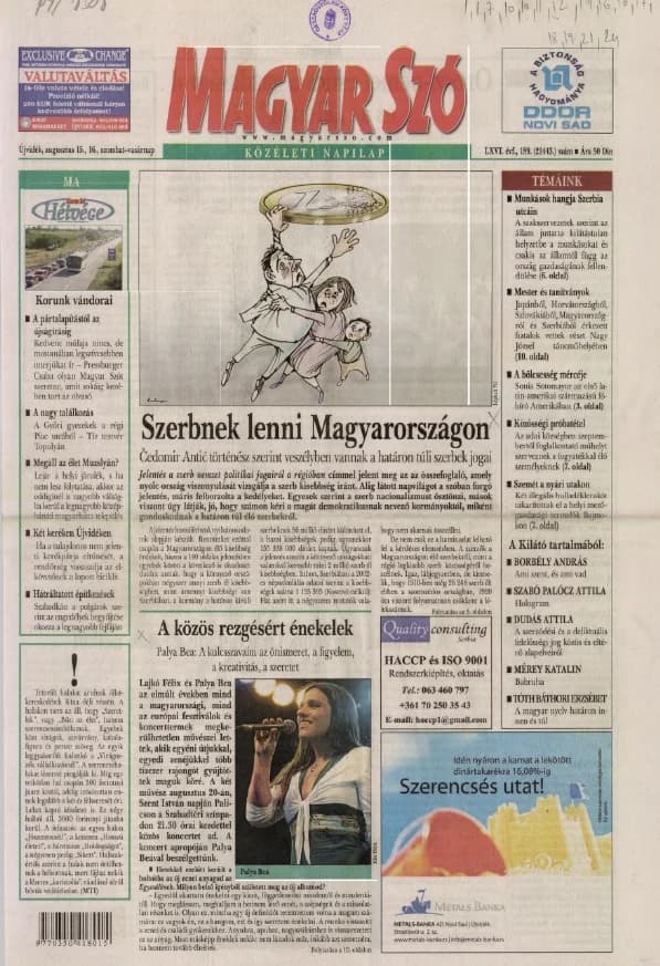 Magyar Szó, 66. évf. 2009. augusztus 15. – 16. 189. sz. 1–24. oldal