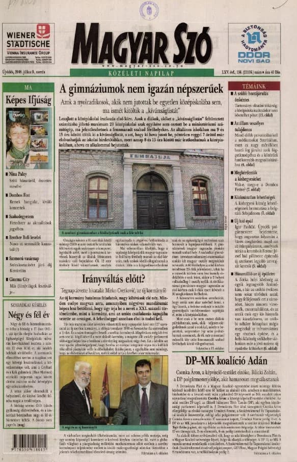 Magyar Szó, 65. évf. 2008. július 9. 156. sz. 1–20. oldal