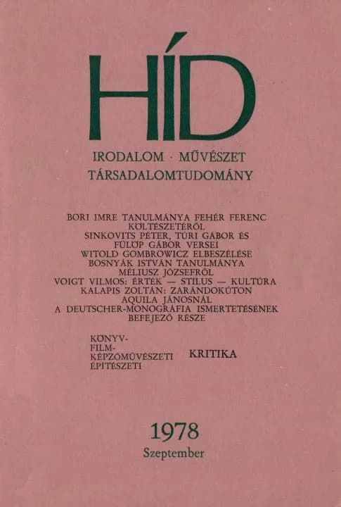 Híd, 42. évf. 1978. szeptember. 9. sz. 967–1102. oldal