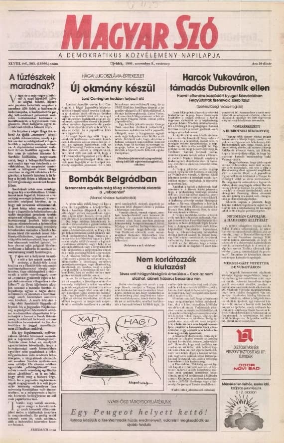 Magyar Szó, 48. évf. 1991. november 3. 303. sz. 1–24. oldal