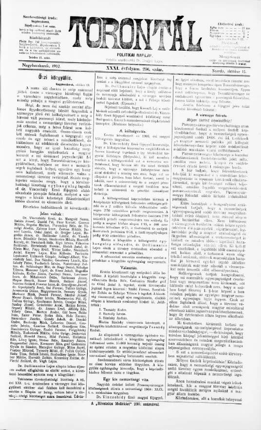 Torontál, 31. évf. 1902. október 15. 236. sz.