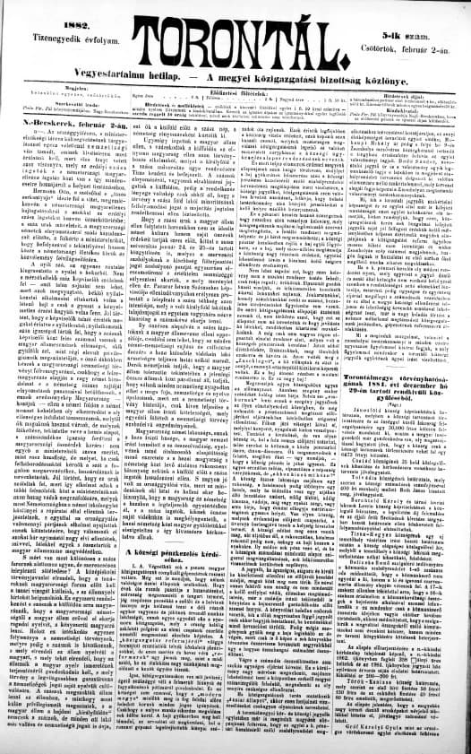 Torontál, 11. évf. 1882. február 2. 5. sz.