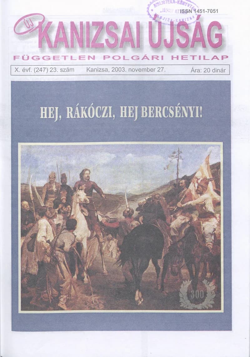 Új Kanizsai Újság, 10. évf. 2003. november 27. 23. sz.