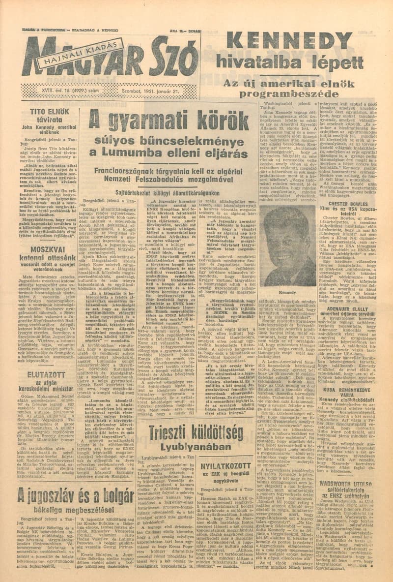 Magyar Szó, 18. évf. 1961. január 21. 16. sz. 1–12. oldal