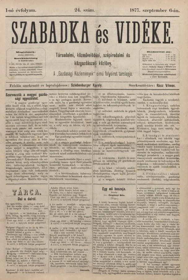 Szabadka és vidéke, 1. évf. 1877. szeptember 6. 24. sz.