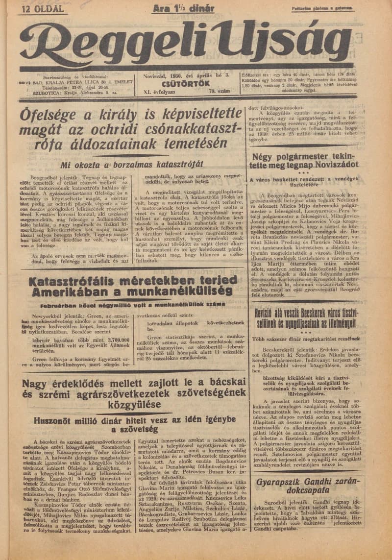 Reggeli Újság, 11. évf. 1930. április 3. 79. sz.