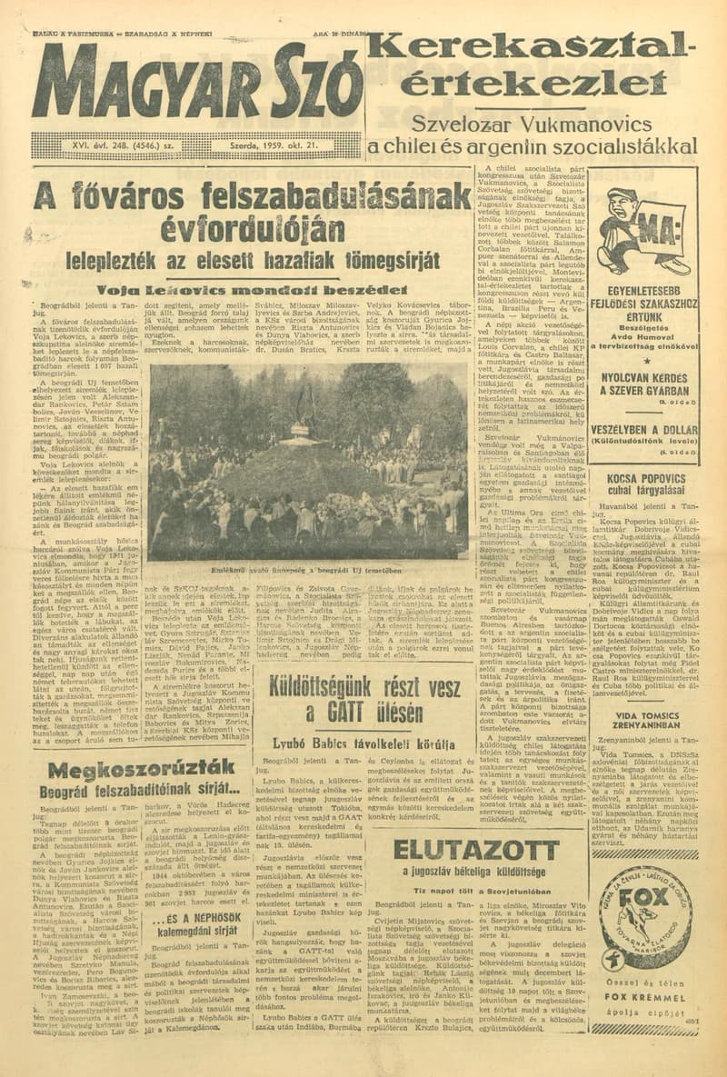 Magyar Szó, 16. évf. 1959. október 21. 248. sz. 1–22. oldal