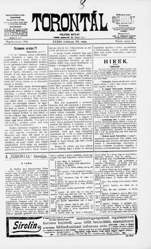 Torontál, 33. évf. 1904. június 10. 131. sz.