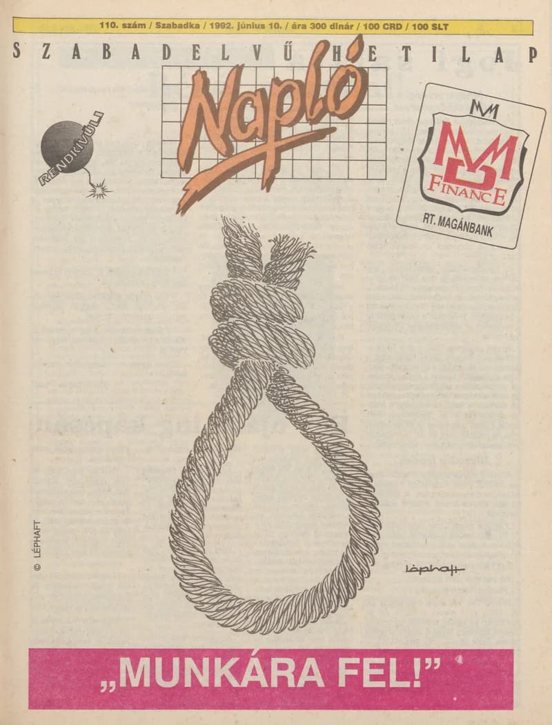 Napló - Szabadelvű hetilap, 3. évf. 1992. június 10. 110. sz.