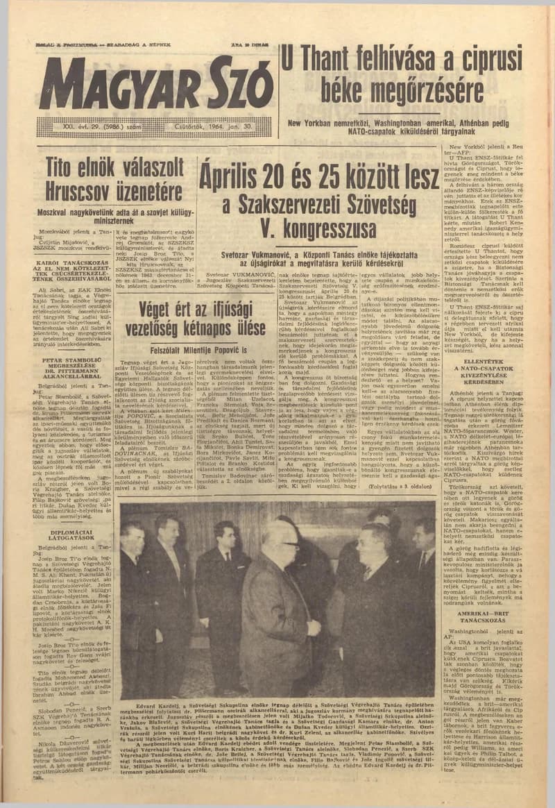 Magyar Szó, 21. évf. 1964. január 30. 29. sz. 1–16. oldal