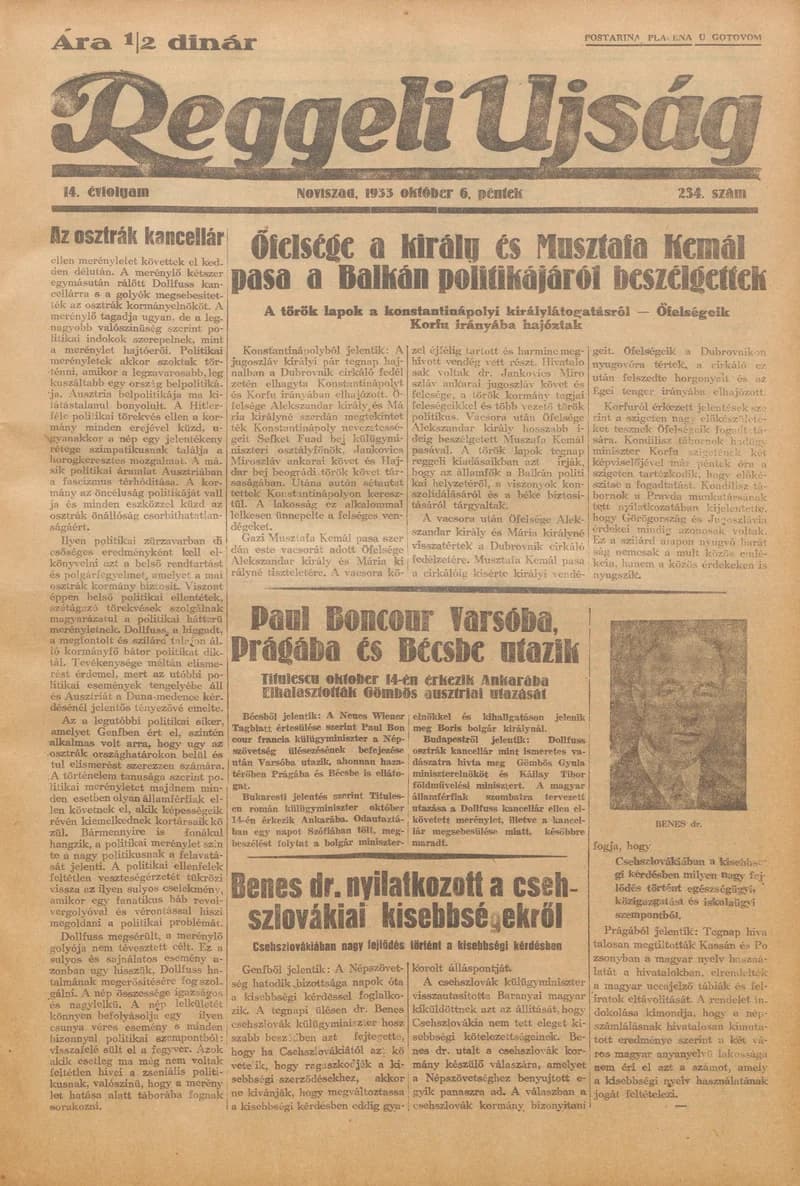 Reggeli Újság, 14. évf. 1933. október 6. 234. sz.