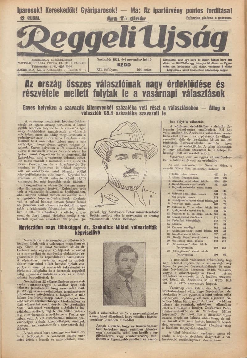 Reggeli Újság, 12. évf. 1931. november 10. 264. sz.