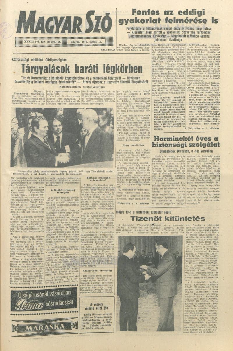 Magyar Szó, 33. évf. 1976. május 12. 129. sz. 1–20. oldal