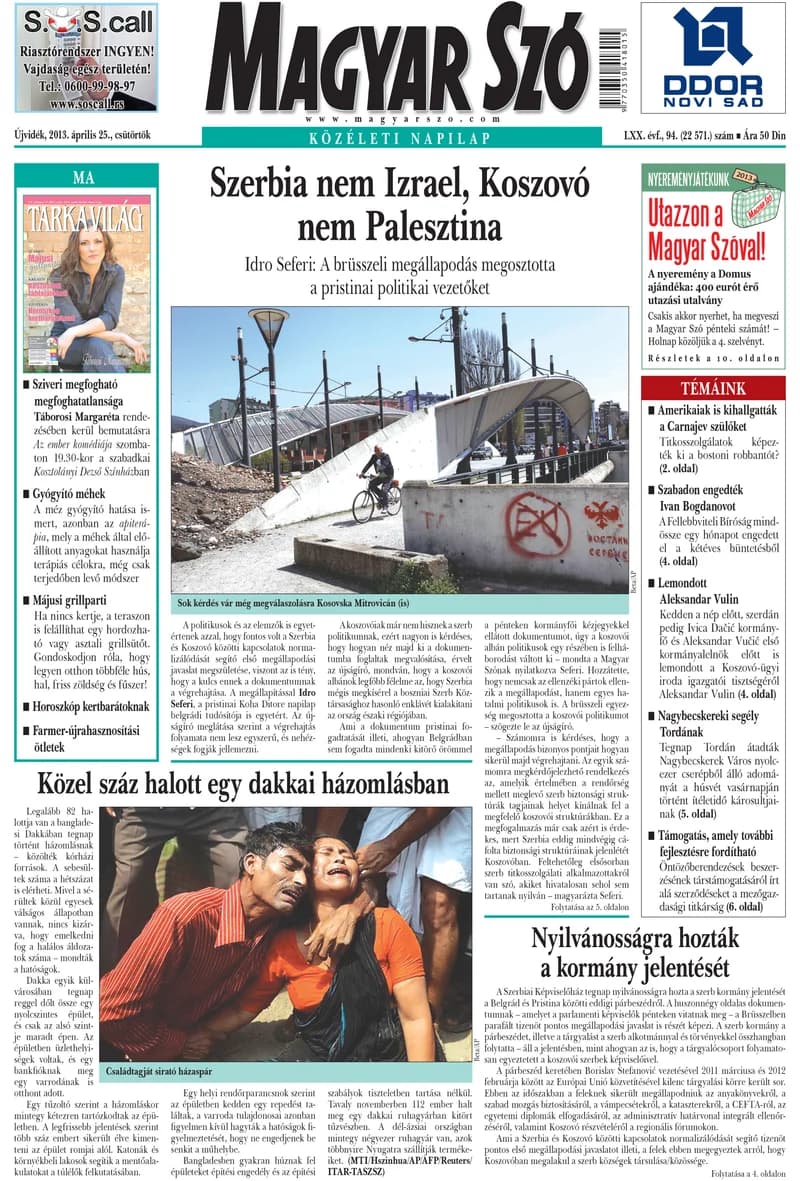 Magyar Szó, 70. évf. 2013. április 25. 94. sz. 1–20. oldal