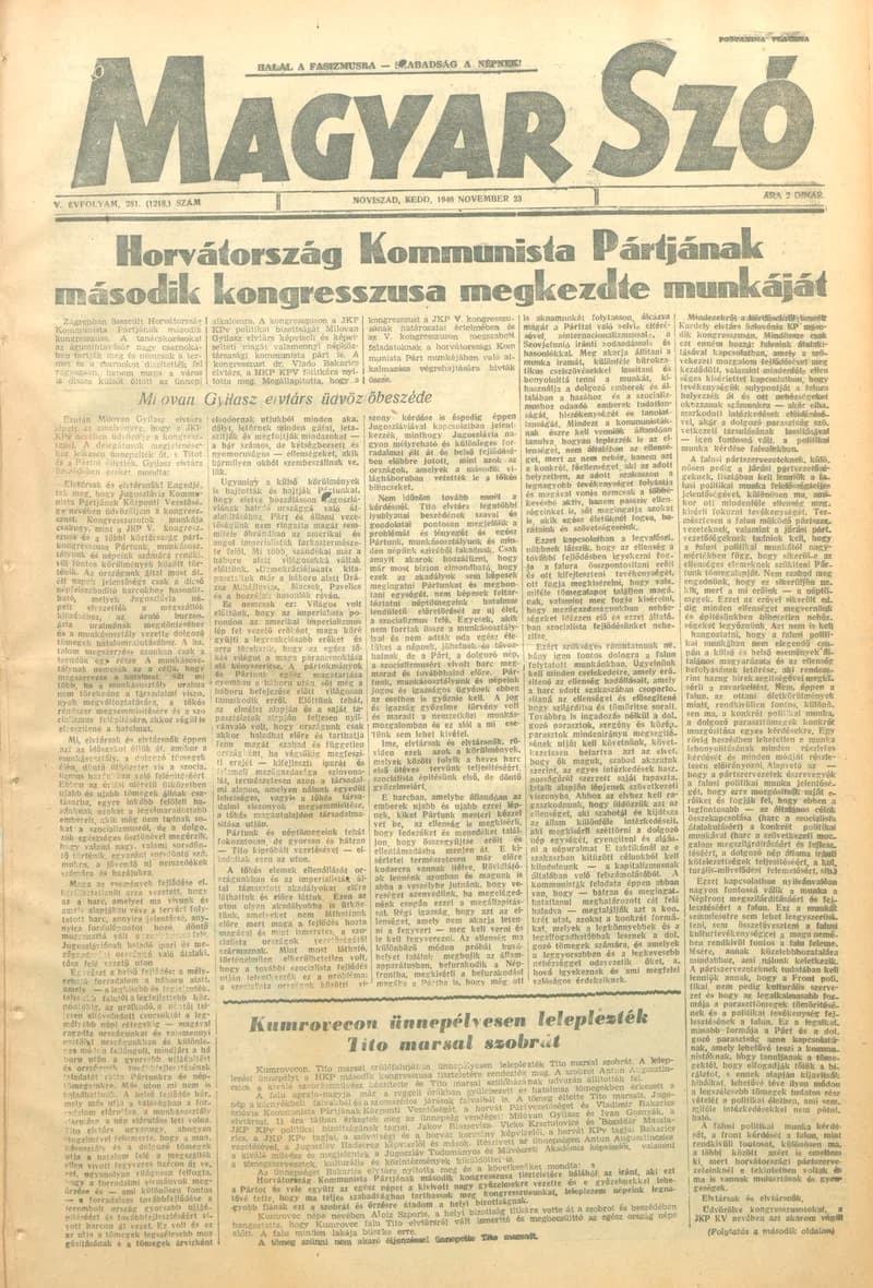 Magyar Szó, 5. évf. 1948. november 23. 281. sz. 1–4. oldal