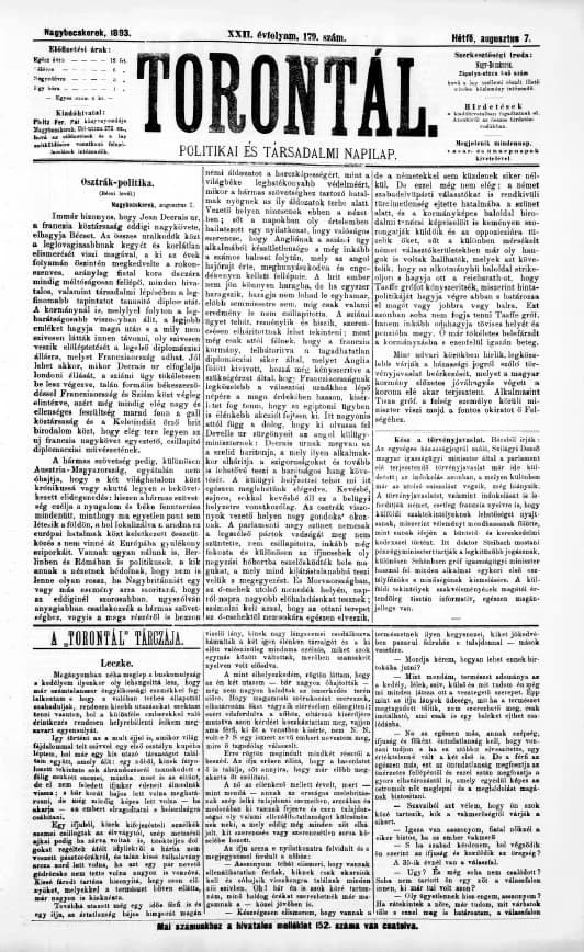 Torontál, 22. évf. 1893. augusztus 7. 179. sz.