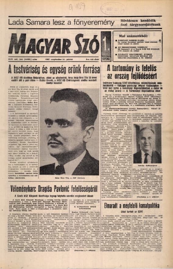 Magyar Szó, 44. évf. 1987. szeptember 25. 264. sz. 1–20. oldal