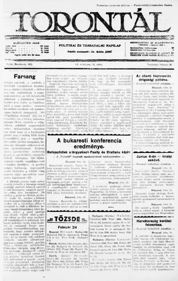 Torontál, 51. évf. 1922. február 26. 45. sz.