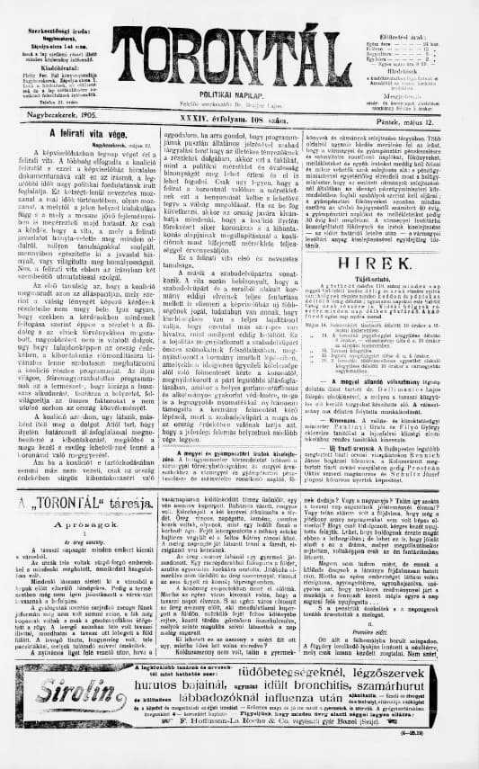 Torontál, 34. évf. 1905. május 12. 108. sz.