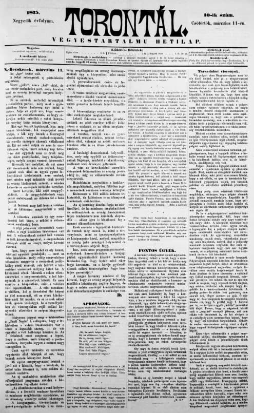 Torontál, 4. évf. 1875. március 11. 10. sz.