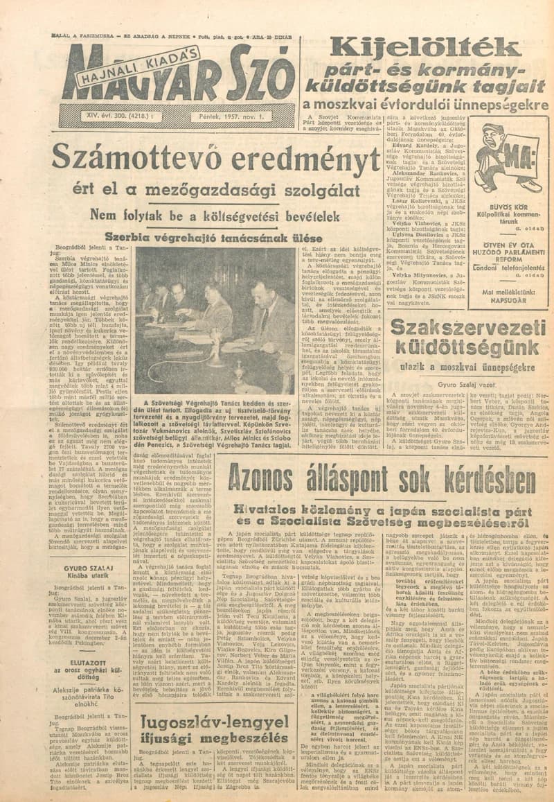 Magyar Szó, 14. évf. 1957. november 1. 300. sz. 1–14. oldal