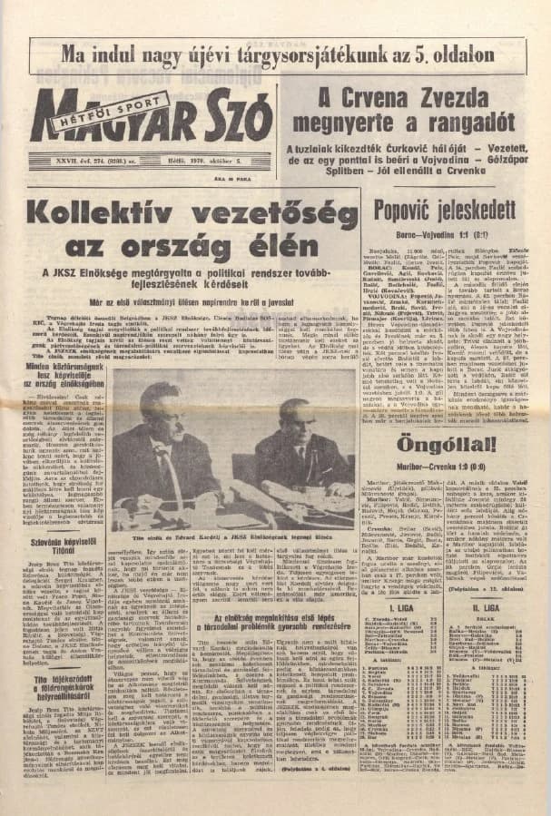 Magyar Szó, 27. évf. 1970. október 5. 274. sz. 1–16. oldal