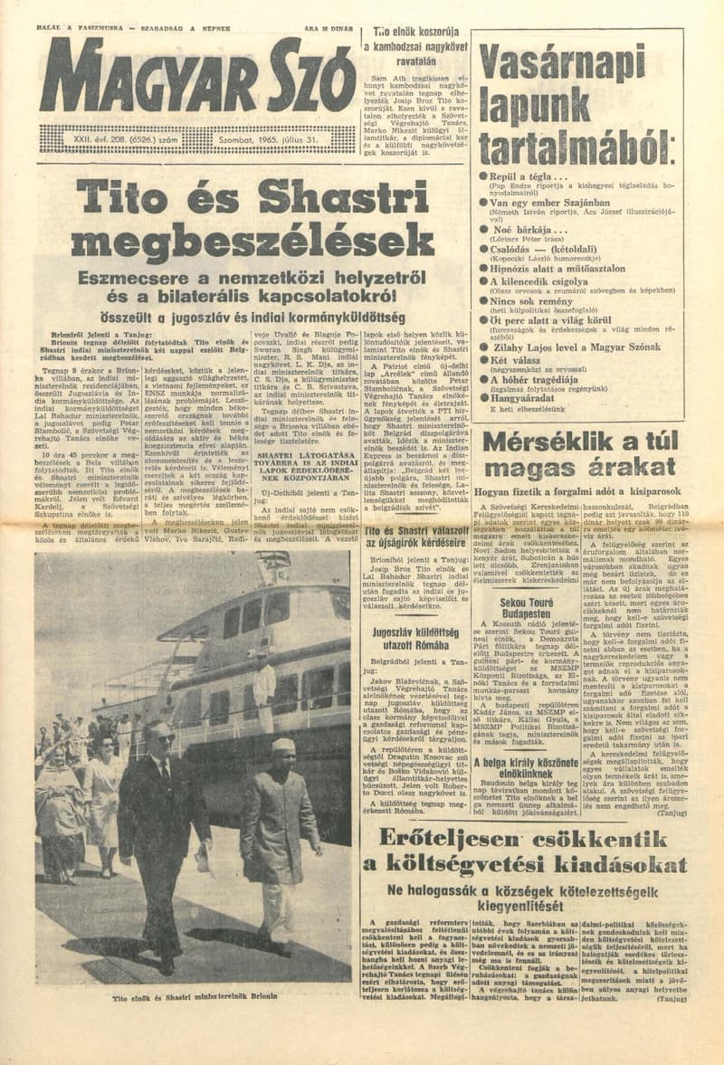 Magyar Szó, 22. évf. 1965. július 31. 208. sz. 1–12. oldal