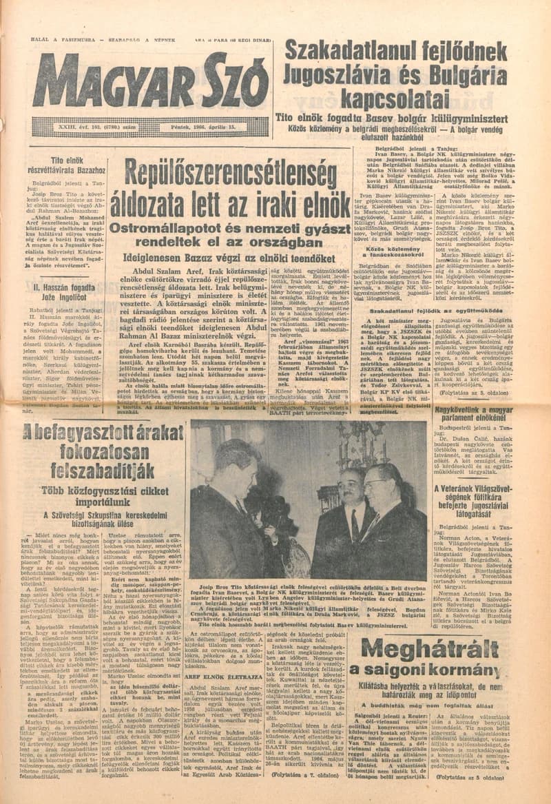 Magyar Szó, 23. évf. 1966. április 15. 103. sz.