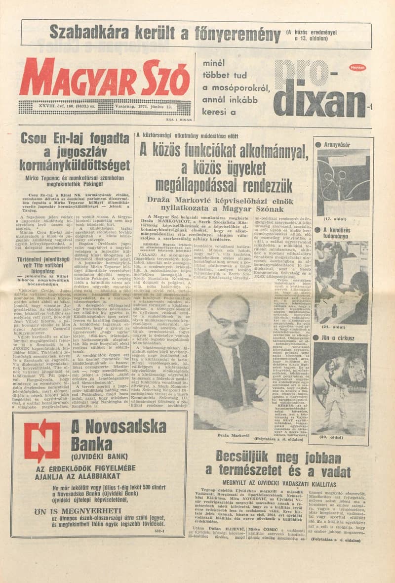 Magyar Szó, 28. évf. 1971. június 13. 160. sz. 1–32. oldal