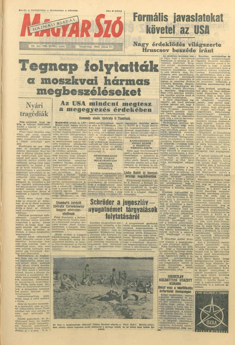 Magyar Szó, 20. évf. 1963. július 21. 198. sz. 1–24. oldal