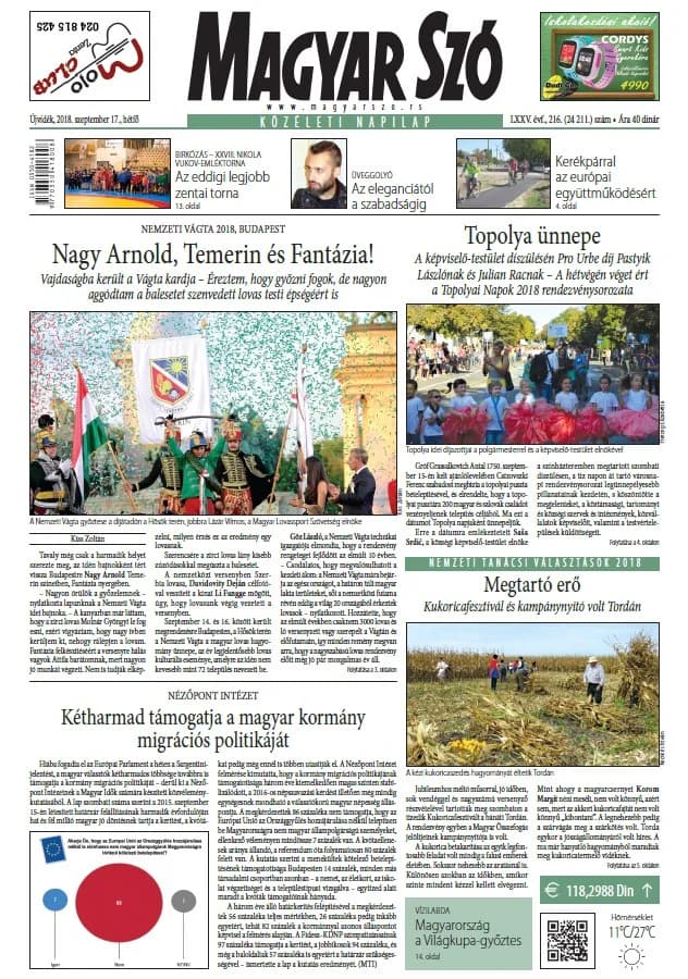 Magyar Szó, 75. évf. 2018. szeptember 17. 216. sz. 1–20. oldal