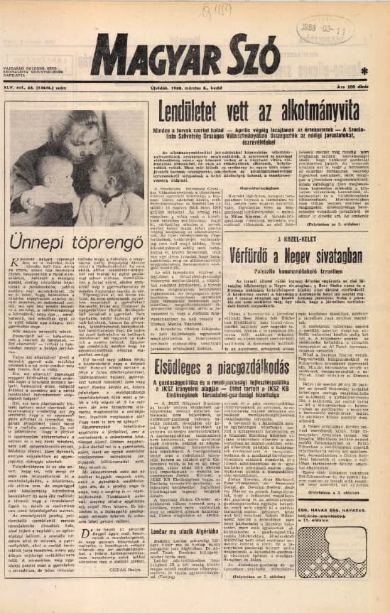Magyar Szó, 45. évf. 1988. március 8. 66. sz. 1–29. oldal