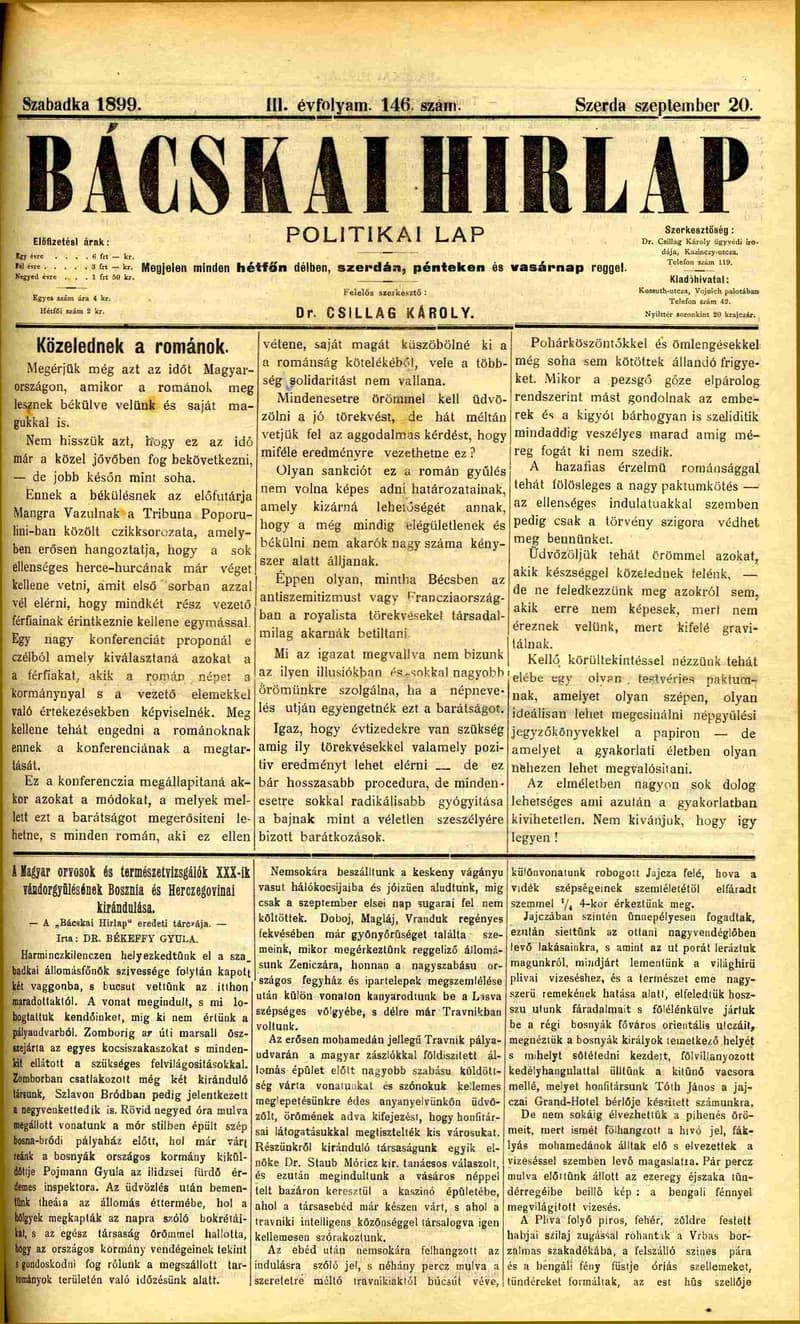 Bácskai Hirlap, 3. évf. 1899. szeptember 20. 146. sz.