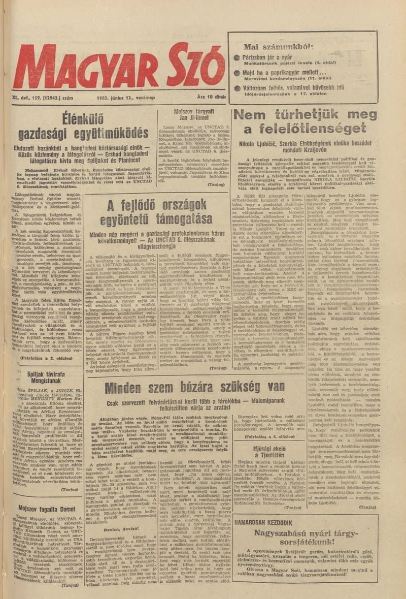 Magyar Szó, 40. évf. 1983. június 12. 159. sz. 1–32. oldal