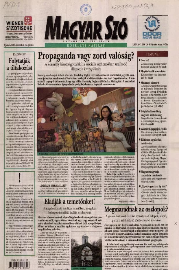 Magyar Szó, 64. évf. 2007. november 16. 269. sz. 1–20. oldal