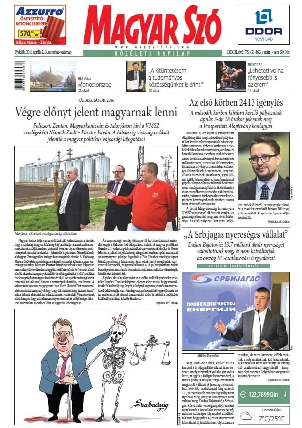 Magyar Szó, 73. évf. 2016. április 2. – 3. 75. sz. 1–44. oldal