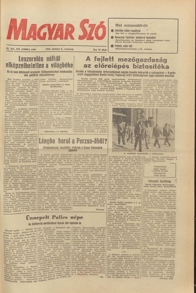 Magyar Szó, 40. évf. 1983. október 9. 278. sz.