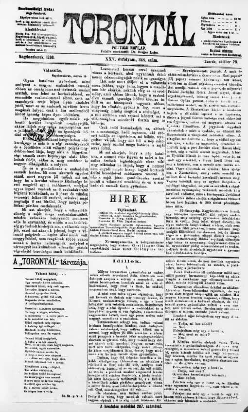 Torontál, 25. évf. 1896. október 28. 248. sz.