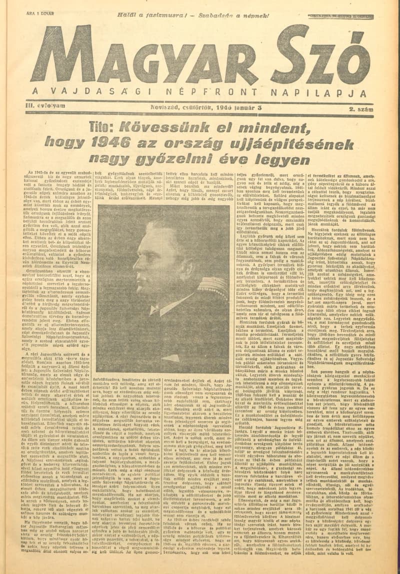 Magyar Szó, 3. évf. 1946. január 3. 2. sz. 1–6. oldal