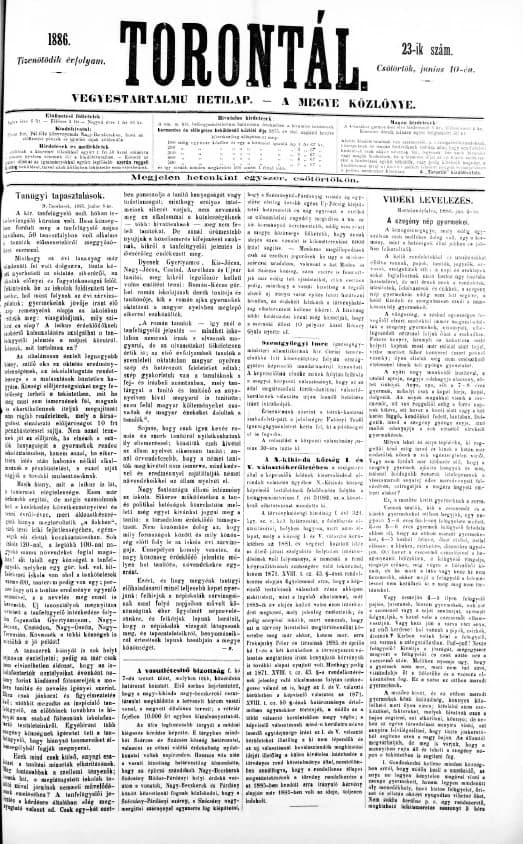 Torontál, 15. évf. 1886. június 10. 23. sz.
