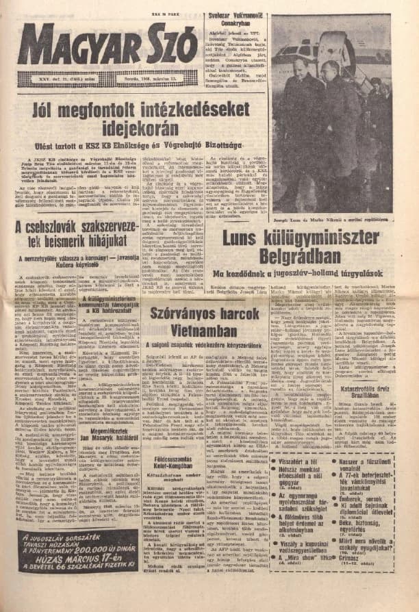 Magyar Szó, 25. évf. 1968. március 13. 71. sz. 1–16. oldal