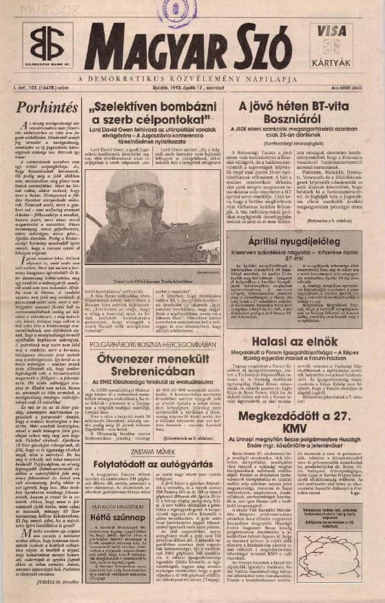 Magyar Szó, 50. évf. 1993. április 17. 103. sz. 1–16. oldal