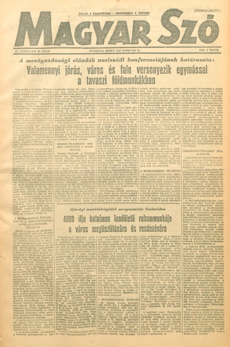 Magyar Szó, 4. évf. 1947. február 24. 46. sz. 1–6. oldal