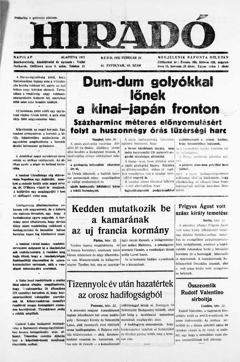 Híradó, 61. évf. 1932. február 23. 43. sz.