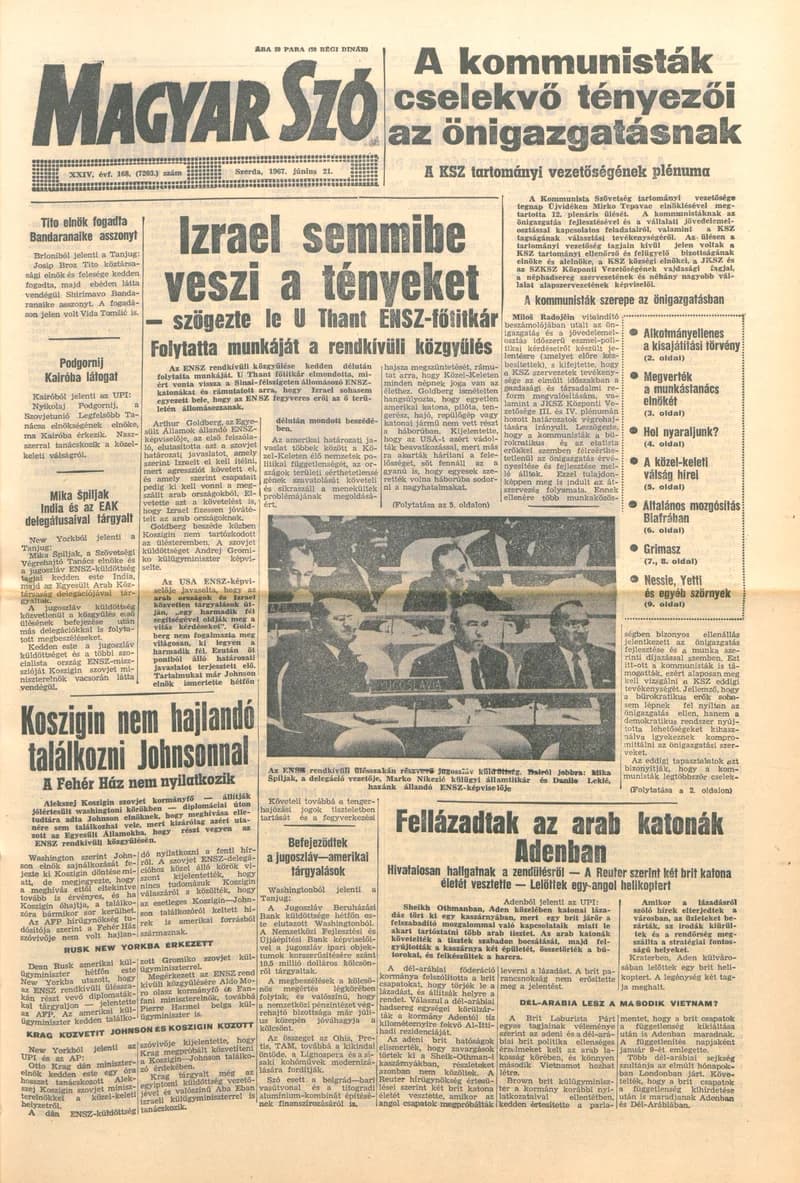 Magyar Szó, 24. évf. 1967. június 21. 168. sz. 1–14. oldal