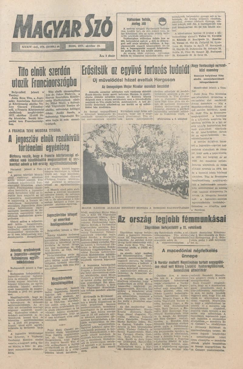 Magyar Szó, 34. évf. 1977. október 10. 279. sz.