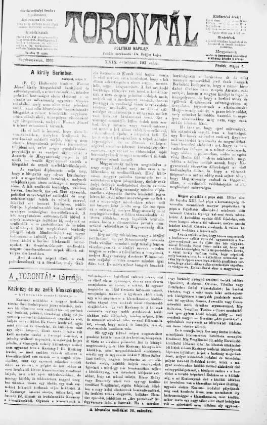Torontál, 29. évf. 1900. május 4. 103. sz.