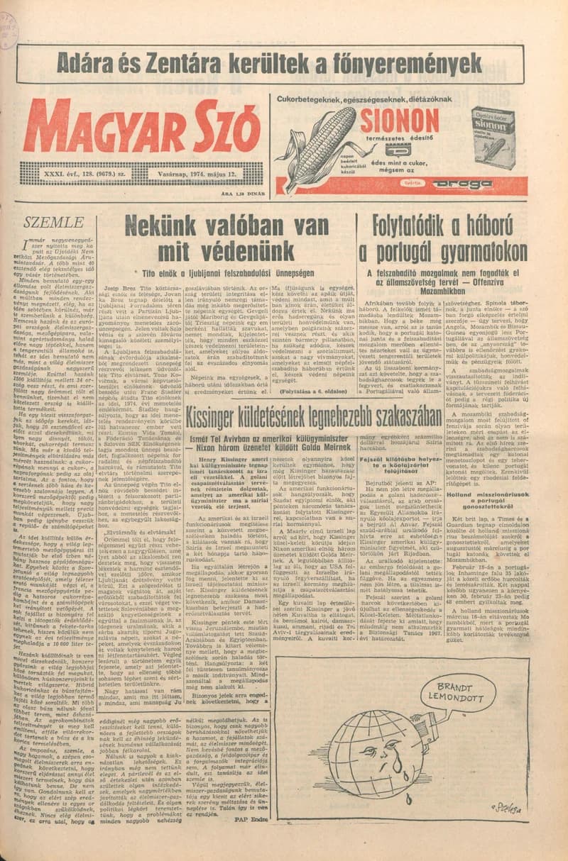 Magyar Szó, 31. évf. 1974. május 12. 128. sz. 1–32. oldal
